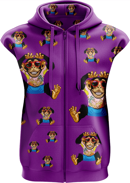 Cheeky Monkey Full Zip Sleeveless Hoodie Jackets - fungear.com.au