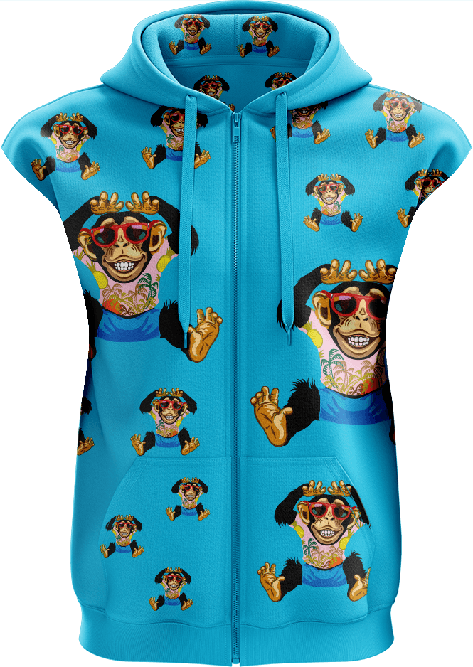 Cheeky Monkey Full Zip Sleeveless Hoodie Jackets
