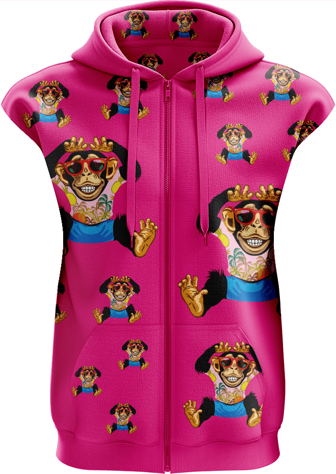 Cheeky Monkey Full Zip Sleeveless Hoodie Jackets - fungear.com.au