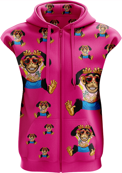 Cheeky Monkey Full Zip Sleeveless Hoodie Jackets - fungear.com.au