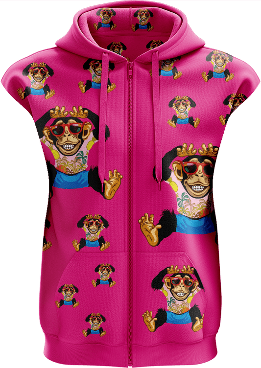 Cheeky Monkey Full Zip Sleeveless Hoodie Jackets - fungear.com.au