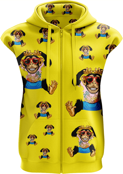 Cheeky Monkey Full Zip Sleeveless Hoodie Jackets - fungear.com.au