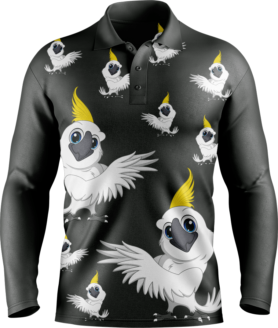 Cockatoo Men's Long Sleeve Polo - fungear.com.au