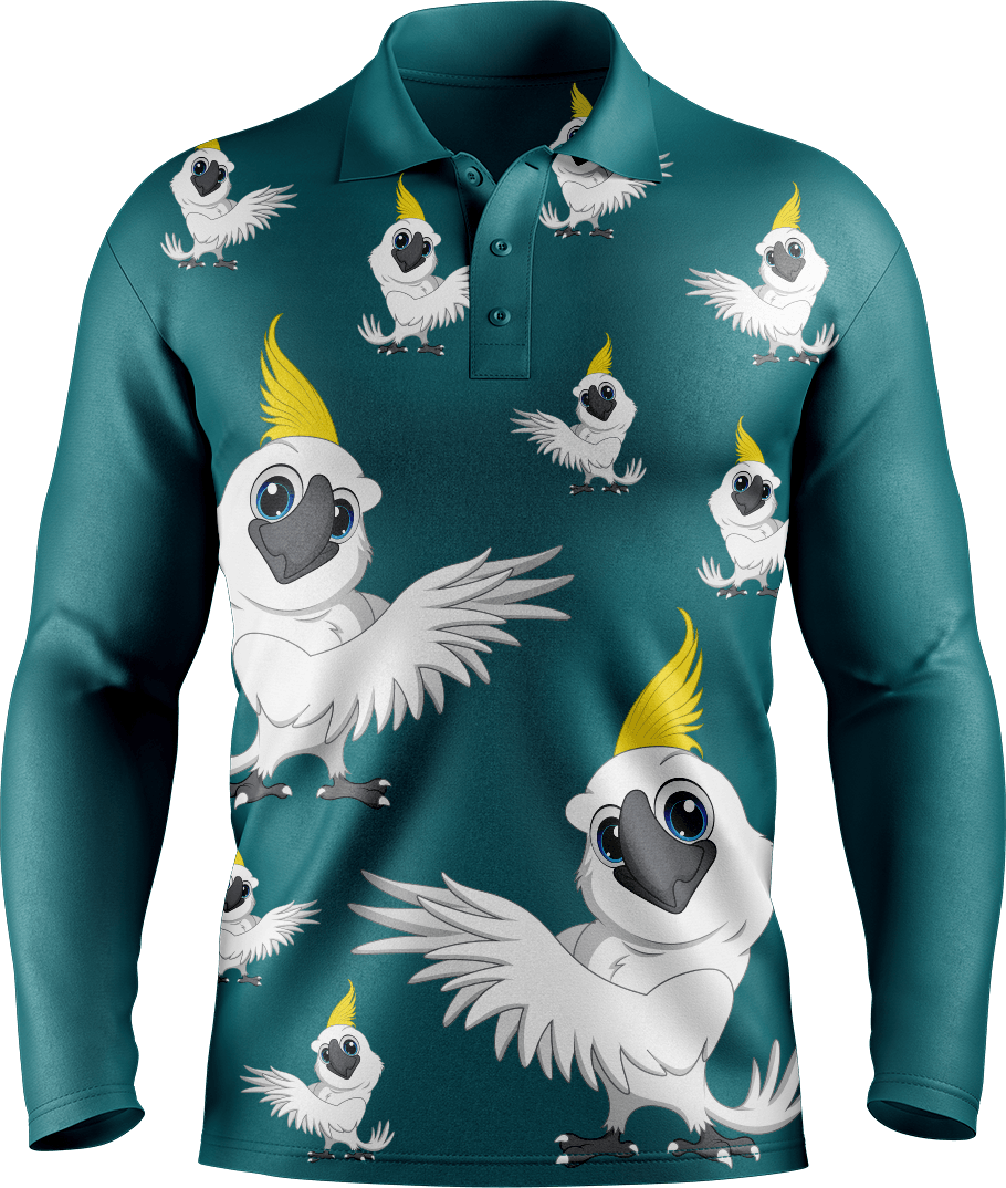 Cockatoo Men's Long Sleeve Polo - fungear.com.au