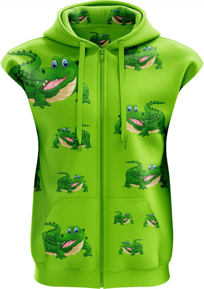 Crazy Croc Full Zip Sleeveless Hoodie Jackets - fungear.com.au