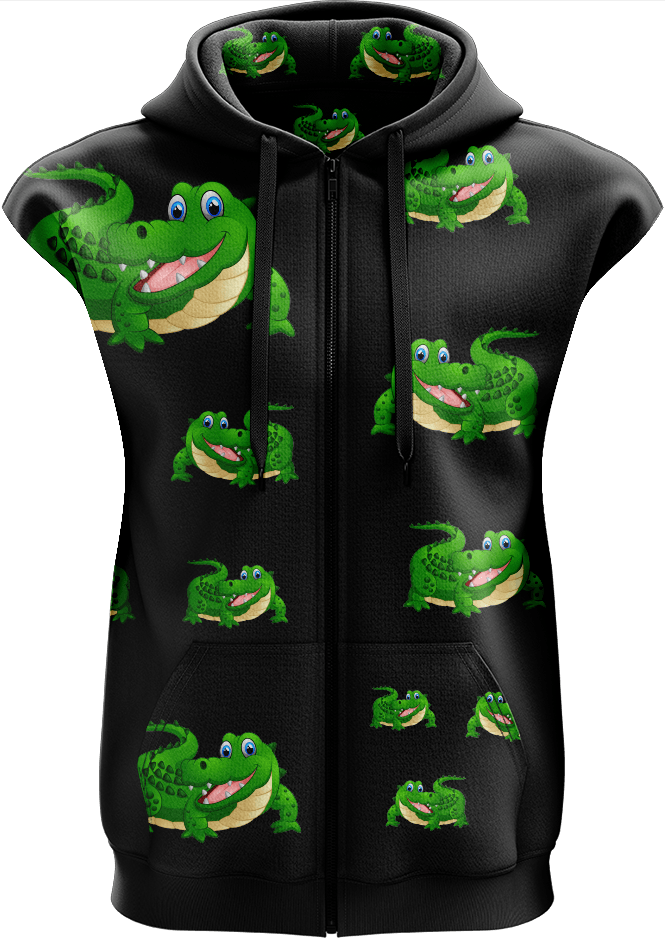 Crazy Croc Full Zip Sleeveless Hoodie Jackets - fungear.com.au