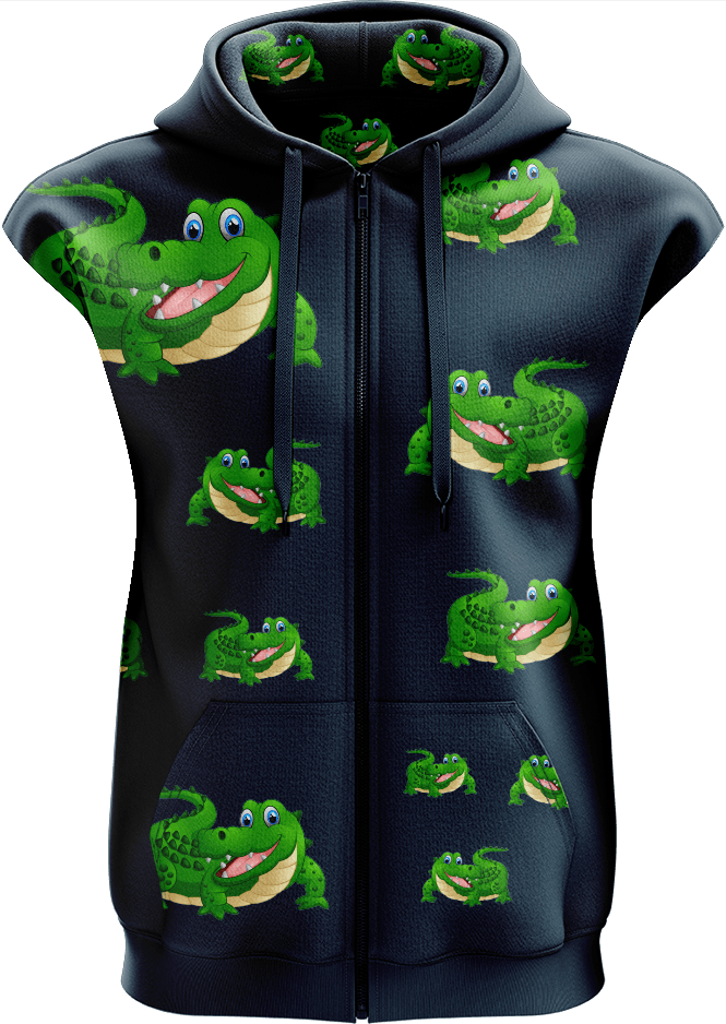 Crazy Croc Full Zip Sleeveless Hoodie Jackets - fungear.com.au