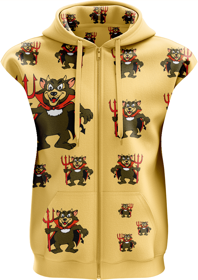 Devil Wears Fungear Full Zip Sleeveless Hoodie Jackets