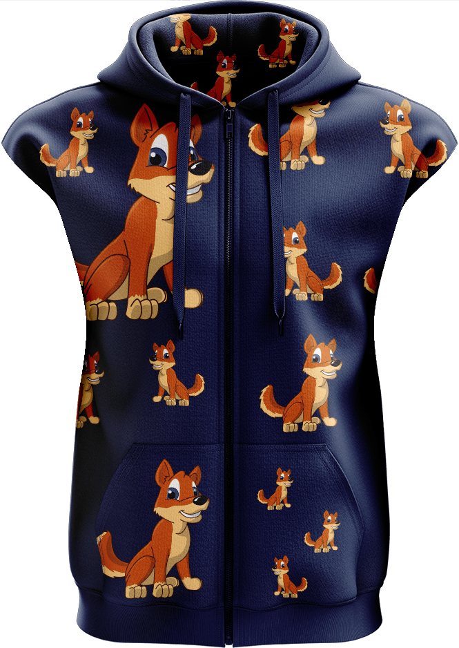 Dizzie Dingo Full Zip Sleeveless Hoodie Jackets - fungear.com.au