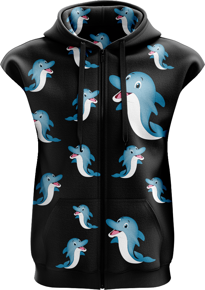 Dolphin Full Zip Sleeveless Hoodie Jackets