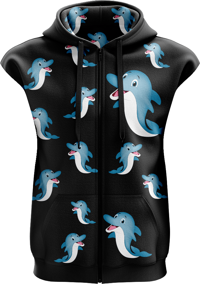 Dolphin Full Zip Sleeveless Hoodie Jackets - fungear.com.au