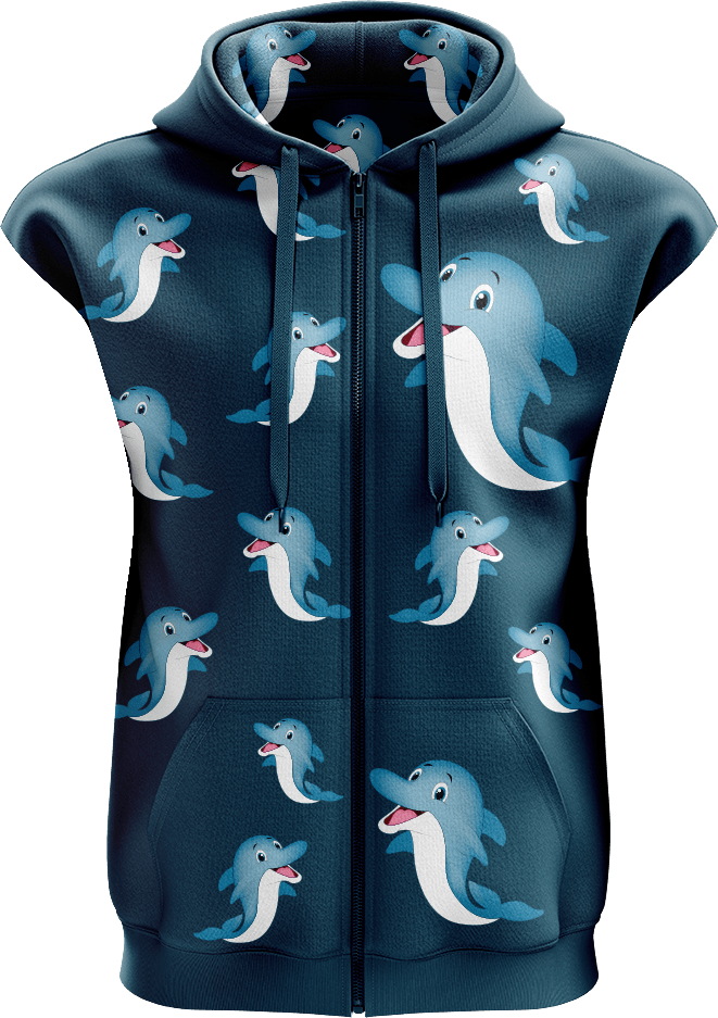 Dolphin Full Zip Sleeveless Hoodie Jackets - fungear.com.au