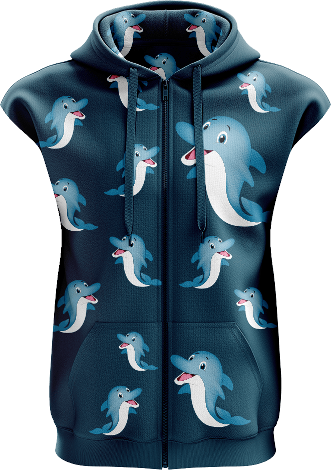 Dolphin Full Zip Sleeveless Hoodie Jackets