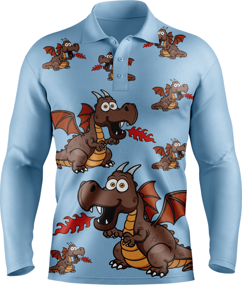 Dopey Dragon Men's Long Sleeve Polo