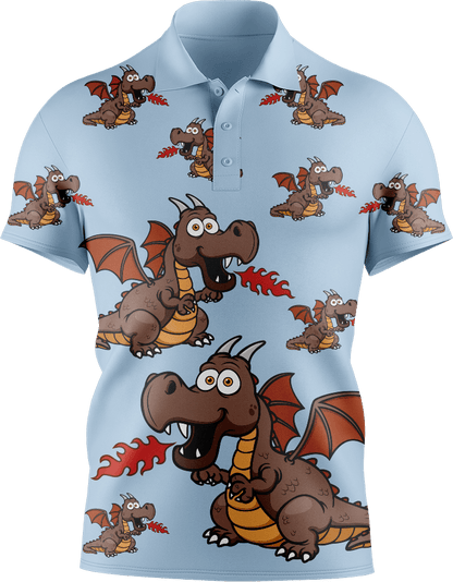 Dopey Dragon Men's Short Sleeve Polo - fungear.com.au