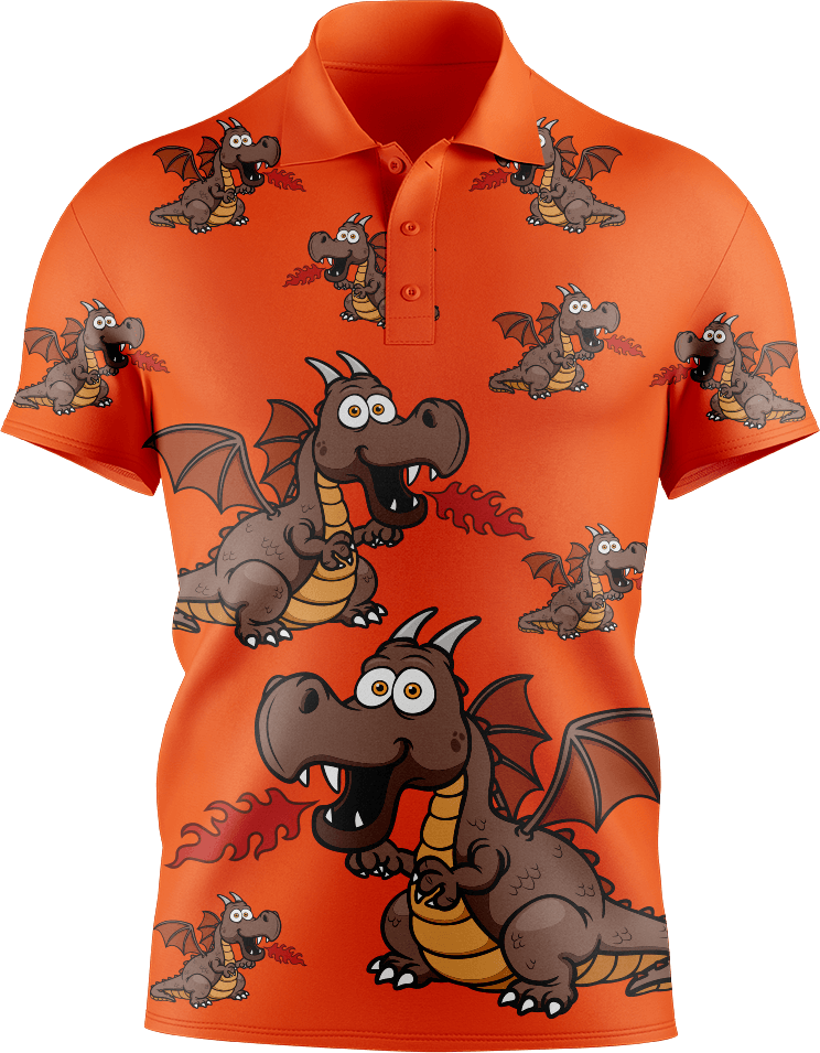 Dopey Dragon Men's Short Sleeve Polo - fungear.com.au