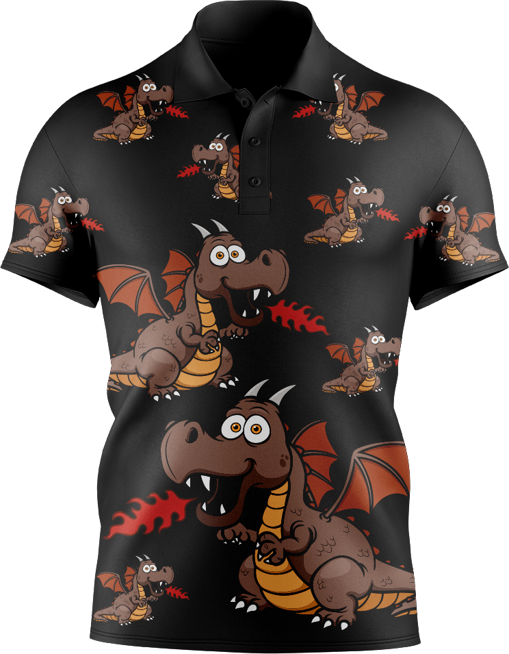 Dopey Dragon Men's Short Sleeve Polo - fungear.com.au