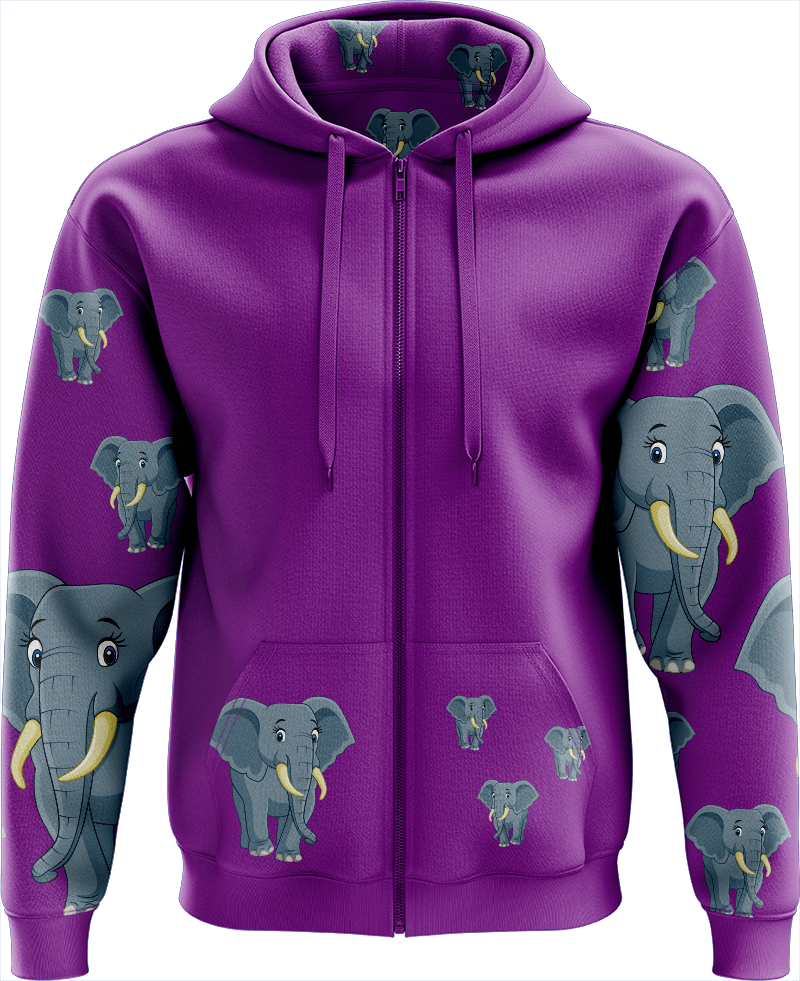 Ellie Elephant Full Zip Hoodies Jacket - fungear.com.au