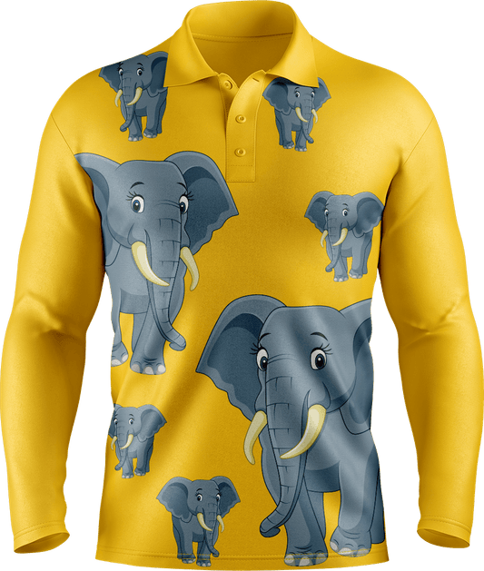 Ellie Elephant Men's Polo. Long or Short Sleeve - fungear.com.au