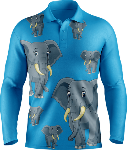 Ellie Elephant Men's Polo. Long or Short Sleeve - fungear.com.au