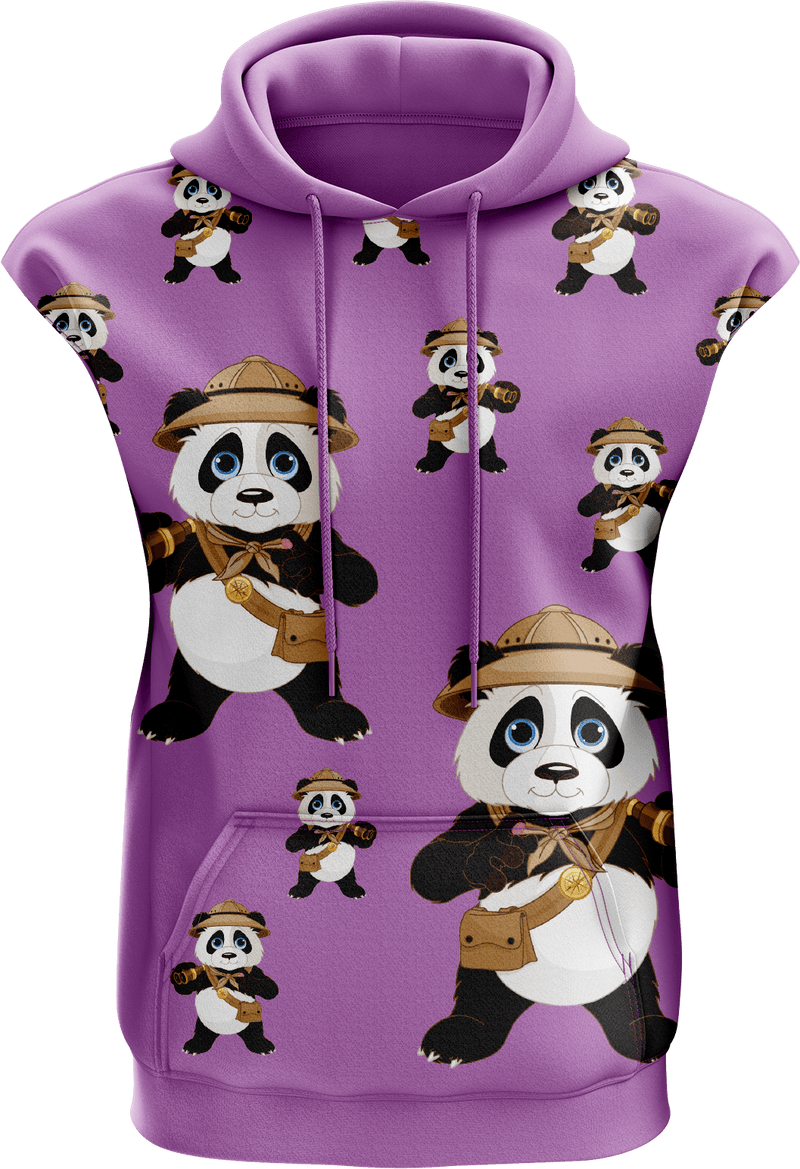Explorer Panda Full Zip Sleeveless Hoodie Jackets