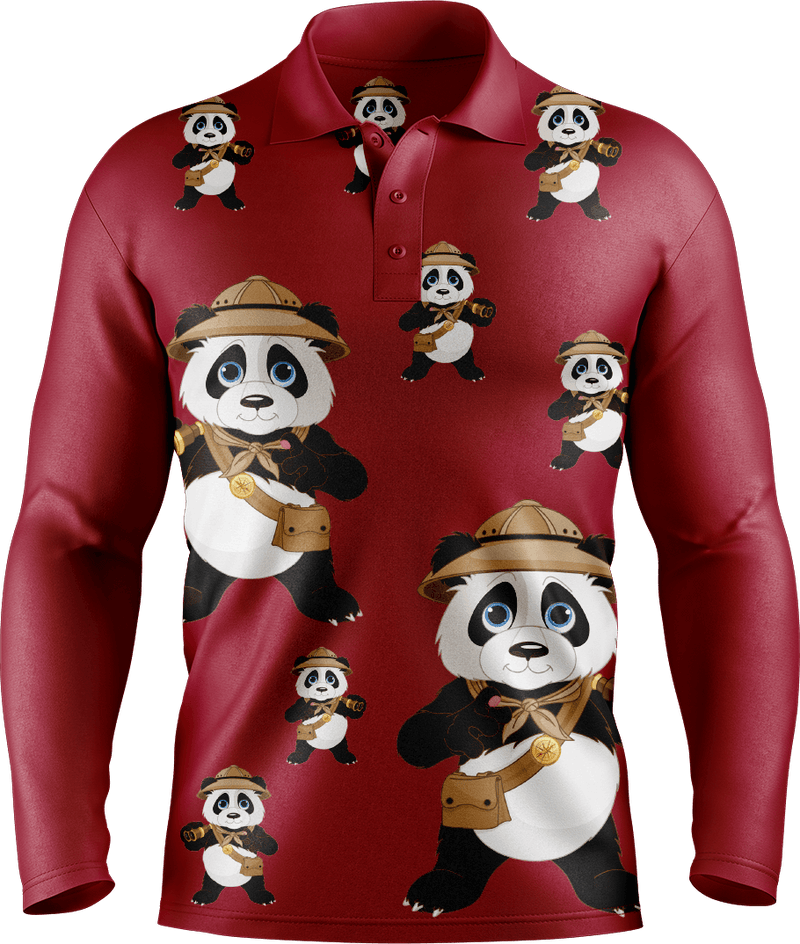 Explorer Panda Men's Long Sleeve Polo