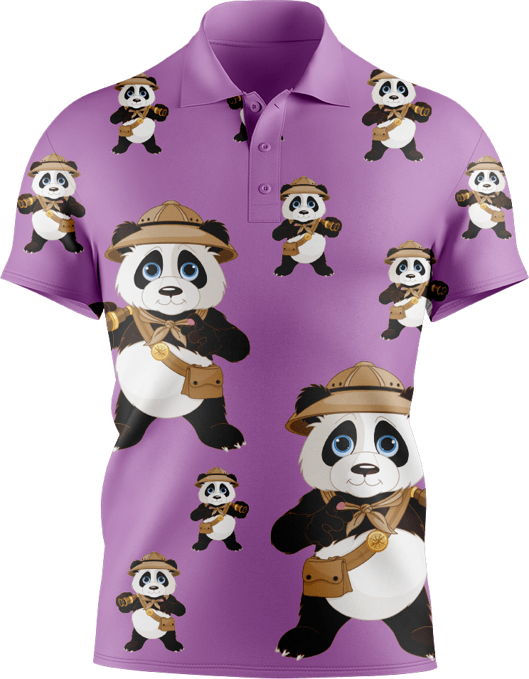 Explorer Panda Men's Short Sleeve Polo - fungear.com.au