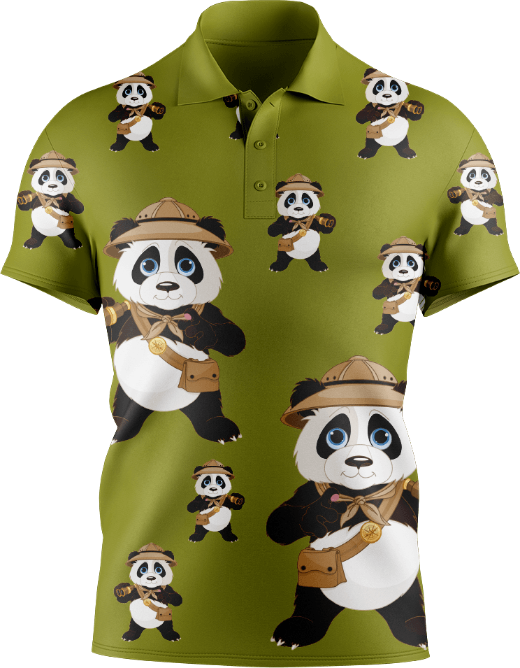 Explorer Panda Men's Short Sleeve Polo - fungear.com.au