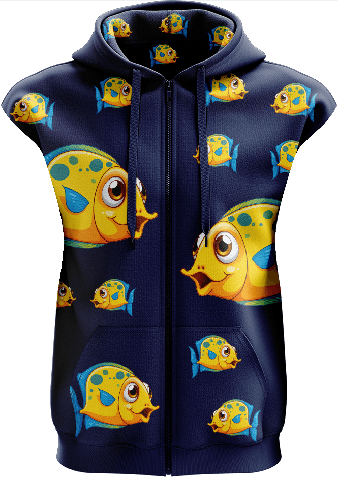 Fish out of Water Full Zip Sleeveless Hoodie Jackets - fungear.com.au