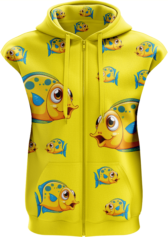 Fish out of Water Full Zip Sleeveless Hoodie Jackets - fungear.com.au