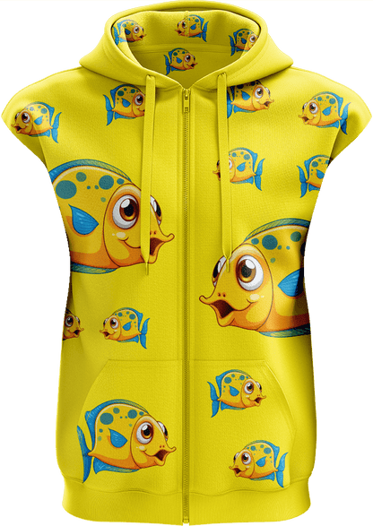 Fish out of Water Full Zip Sleeveless Hoodie Jackets - fungear.com.au