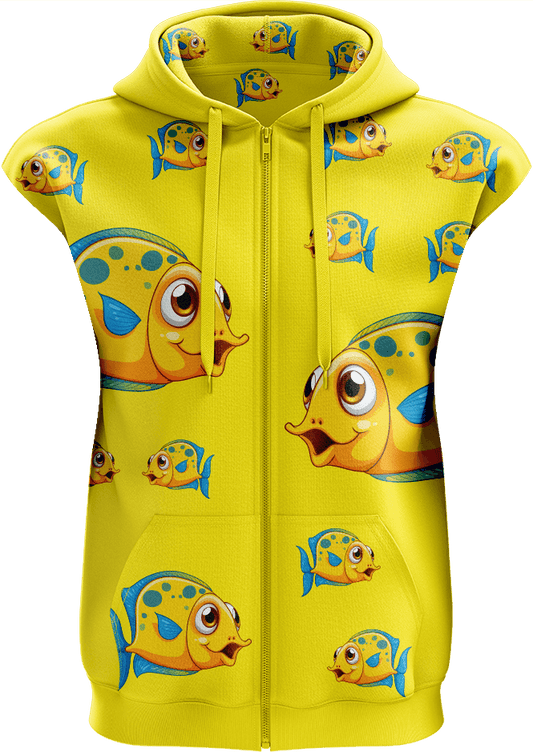 Fish out of Water Full Zip Sleeveless Hoodie Jackets - fungear.com.au