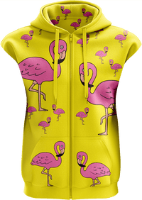 Flamingo Full Zip Sleeveless Hoodie Jackets 1