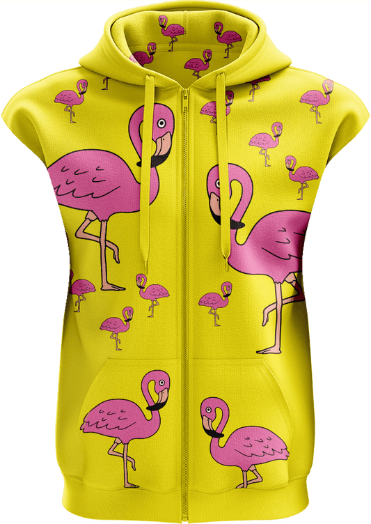 Flamingo Full Zip Sleeveless Hoodie Jackets - fungear.com.au