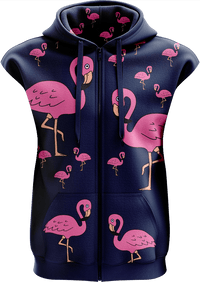 Flamingo Full Zip Sleeveless Hoodie Jackets 2