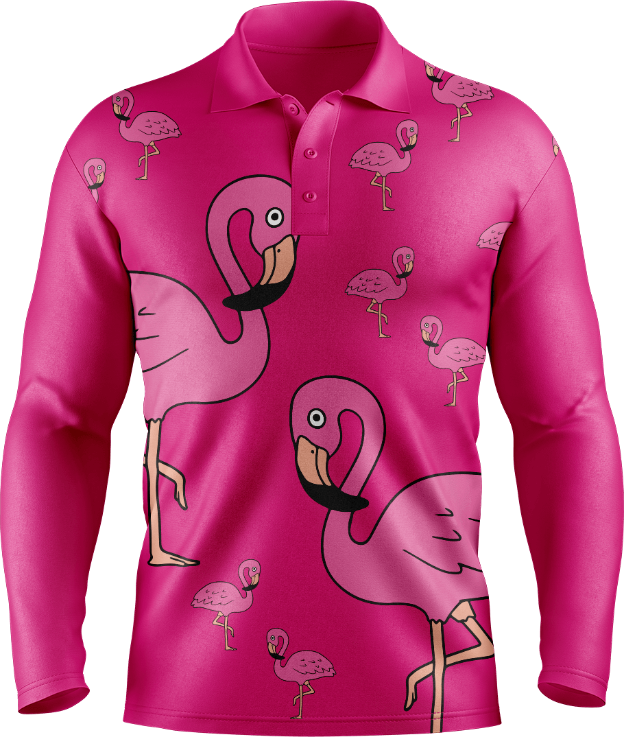 Flamingo Men's Polo. Long or Short Sleeve - fungear.com.au