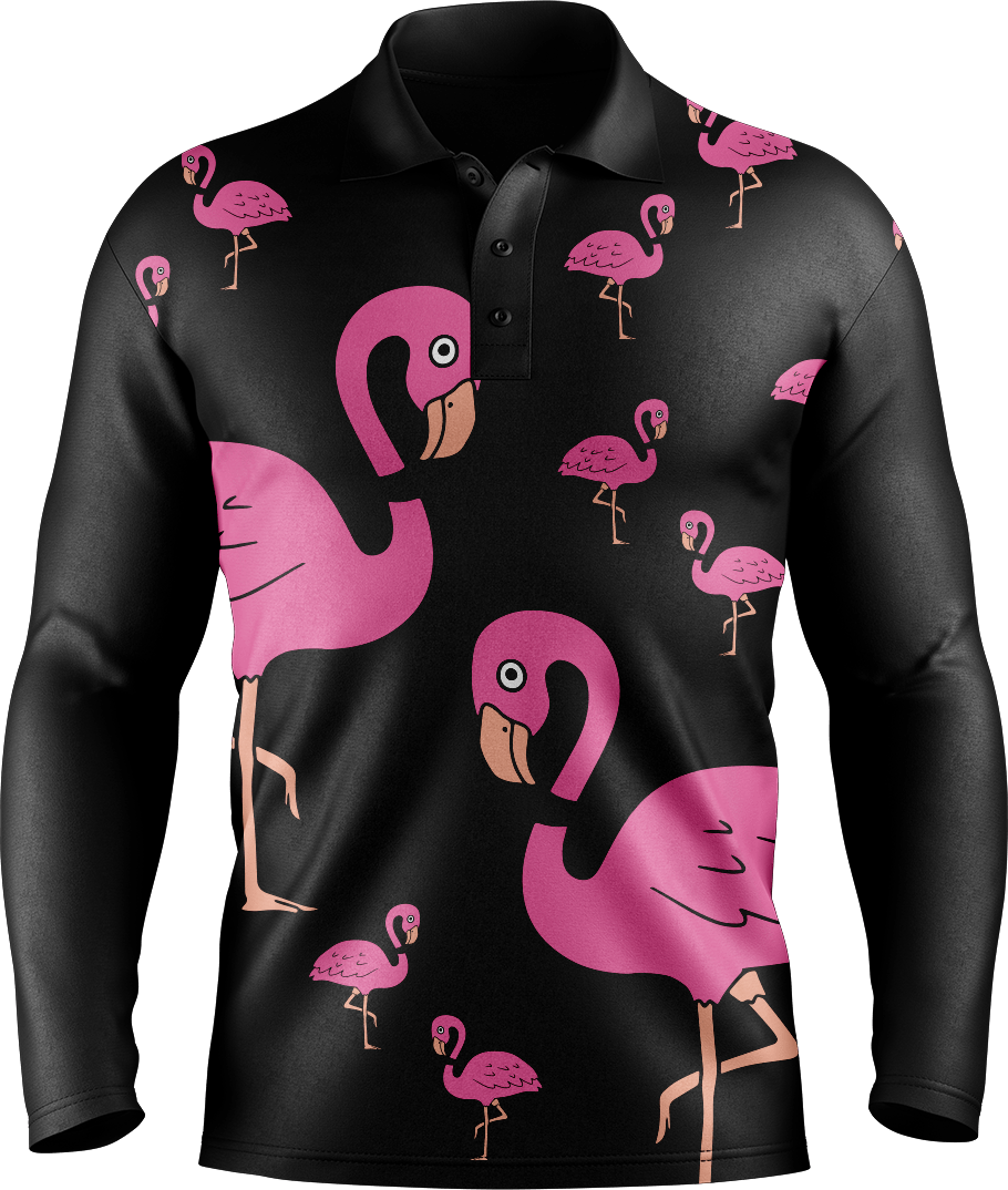 Flamingo Men's Polo. Long or Short Sleeve - fungear.com.au