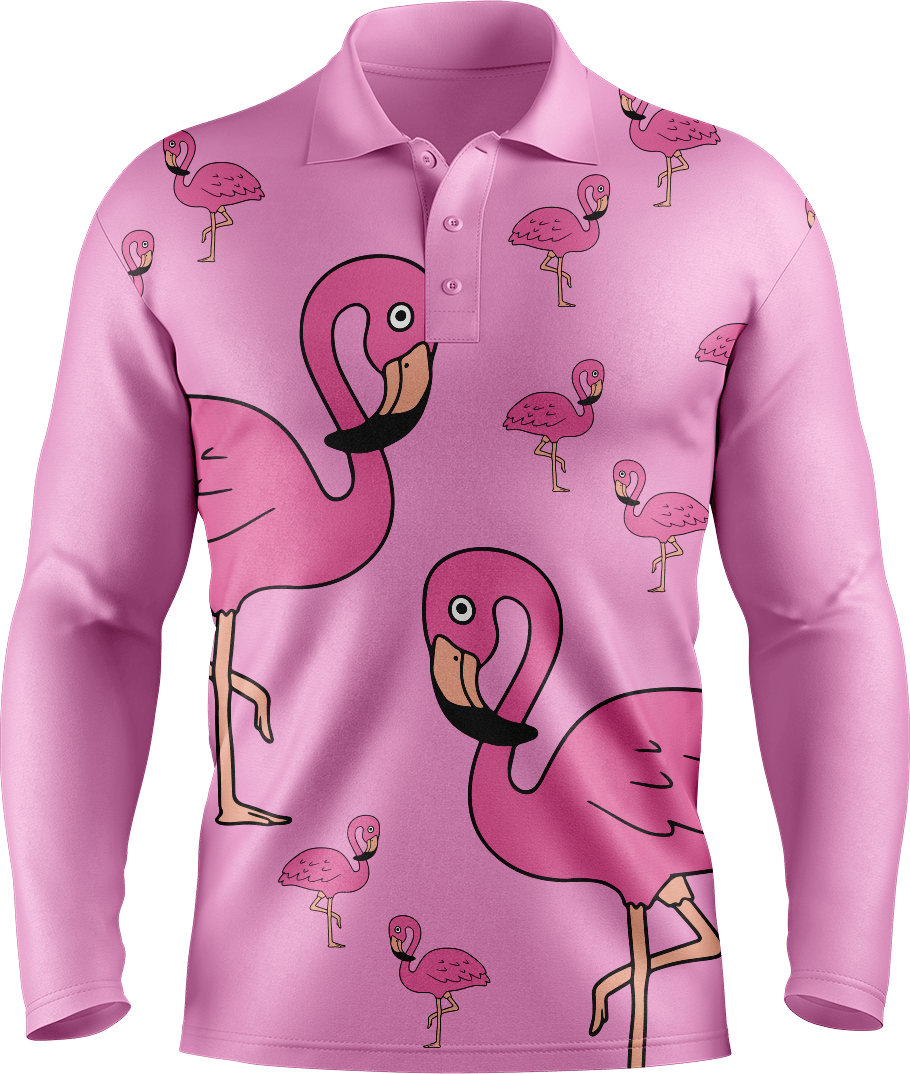 Flamingo Men's Polo. Long or Short Sleeve - fungear.com.au