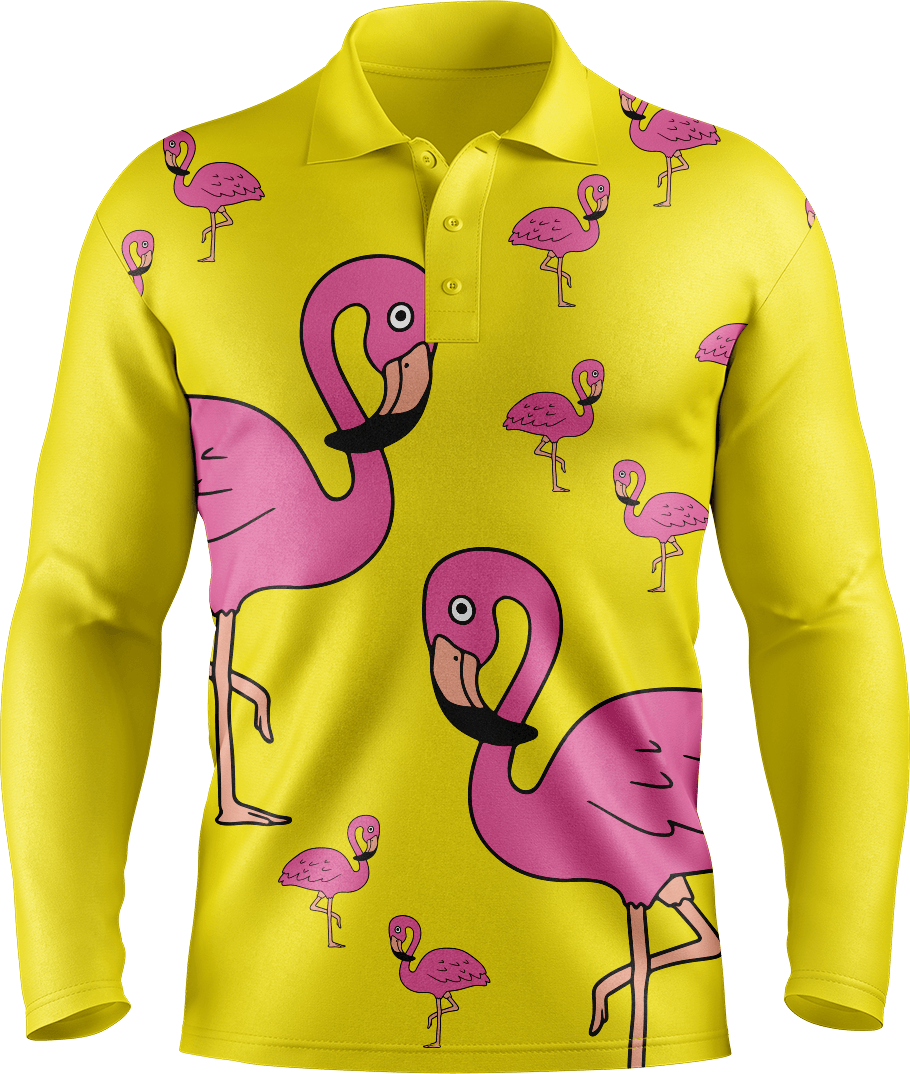 Flamingo Men's Polo. Long or Short Sleeve - fungear.com.au