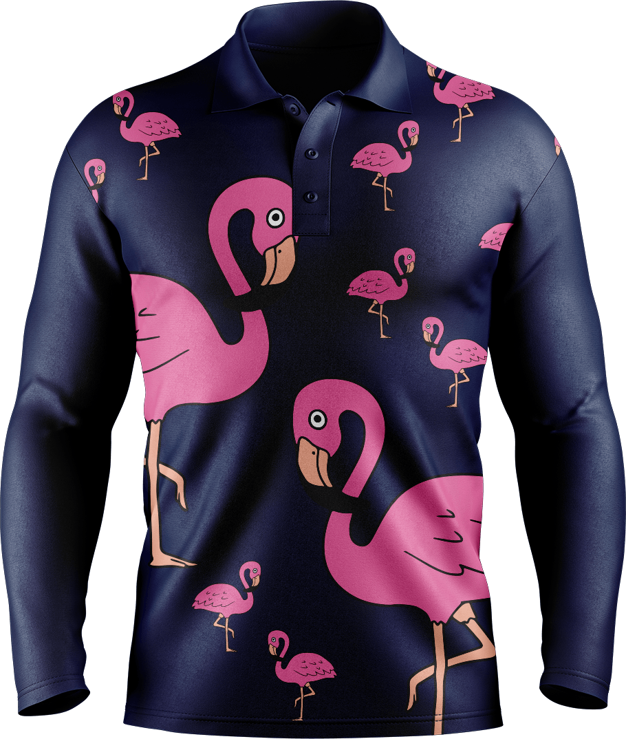 Flamingo Men's Polo. Long or Short Sleeve - fungear.com.au