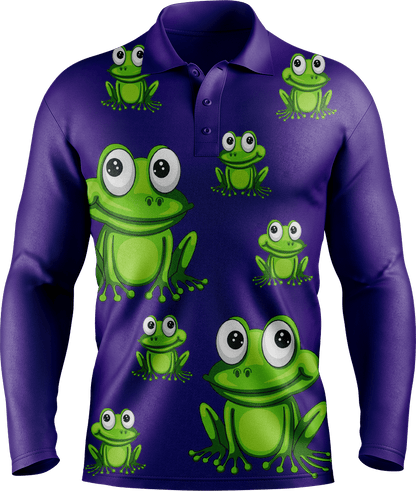 Freaky Frog Men's Long Sleeve Polo - fungear.com.au