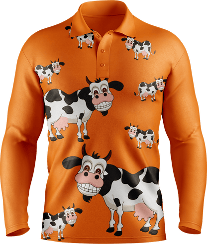 Fussy Cow Men's Long Sleeve Polo - fungear.com.au