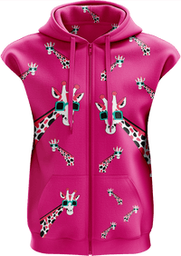 Gigi Giraffe Full Zip Sleeveless Hoodie Jackets 1
