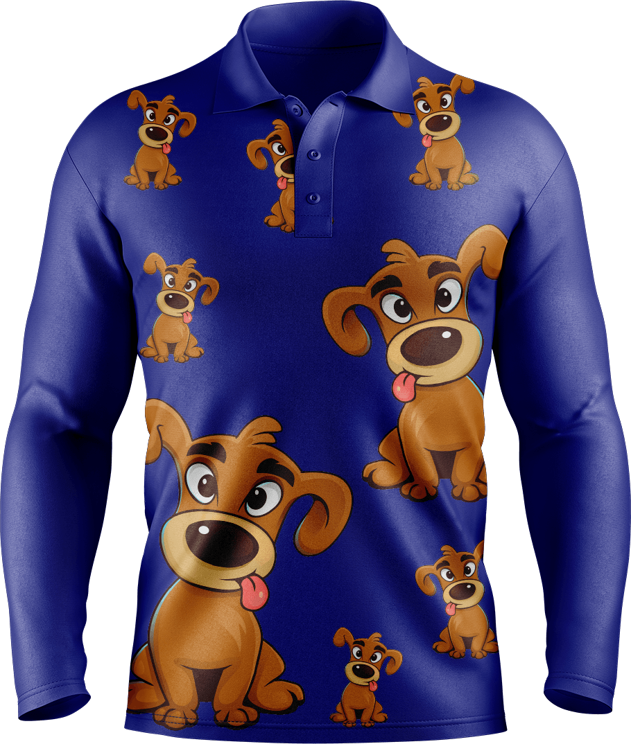 Goofy Woofy Men's Long Sleeve Polo - fungear.com.au