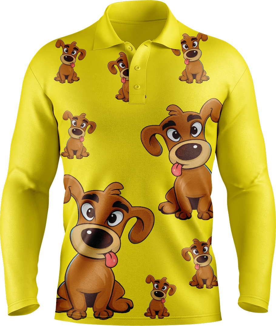 Goofy Woofy Men's Long Sleeve Polo - fungear.com.au