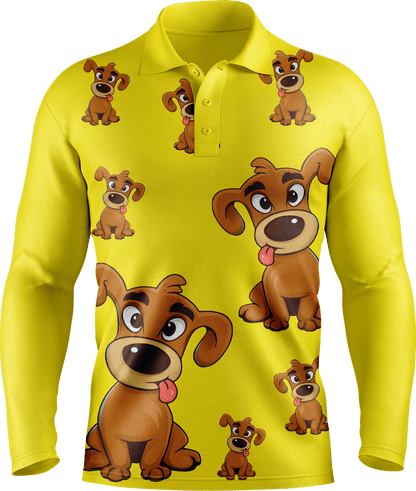 Goofy Woofy Men's Long Sleeve Polo - fungear.com.au