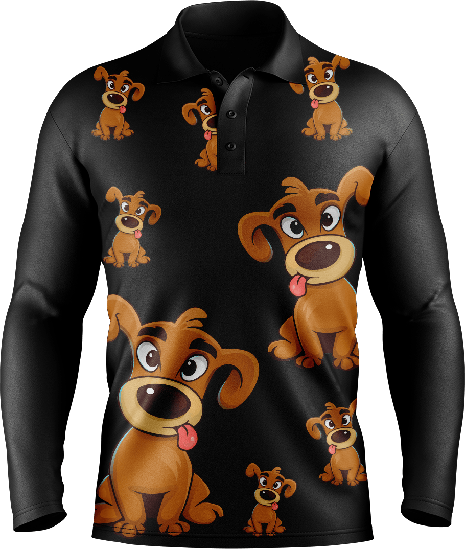 Goofy Woofy Men's Long Sleeve Polo - fungear.com.au