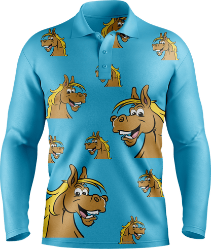 Hero Horse Men's Long Sleeve Polo - fungear.com.au