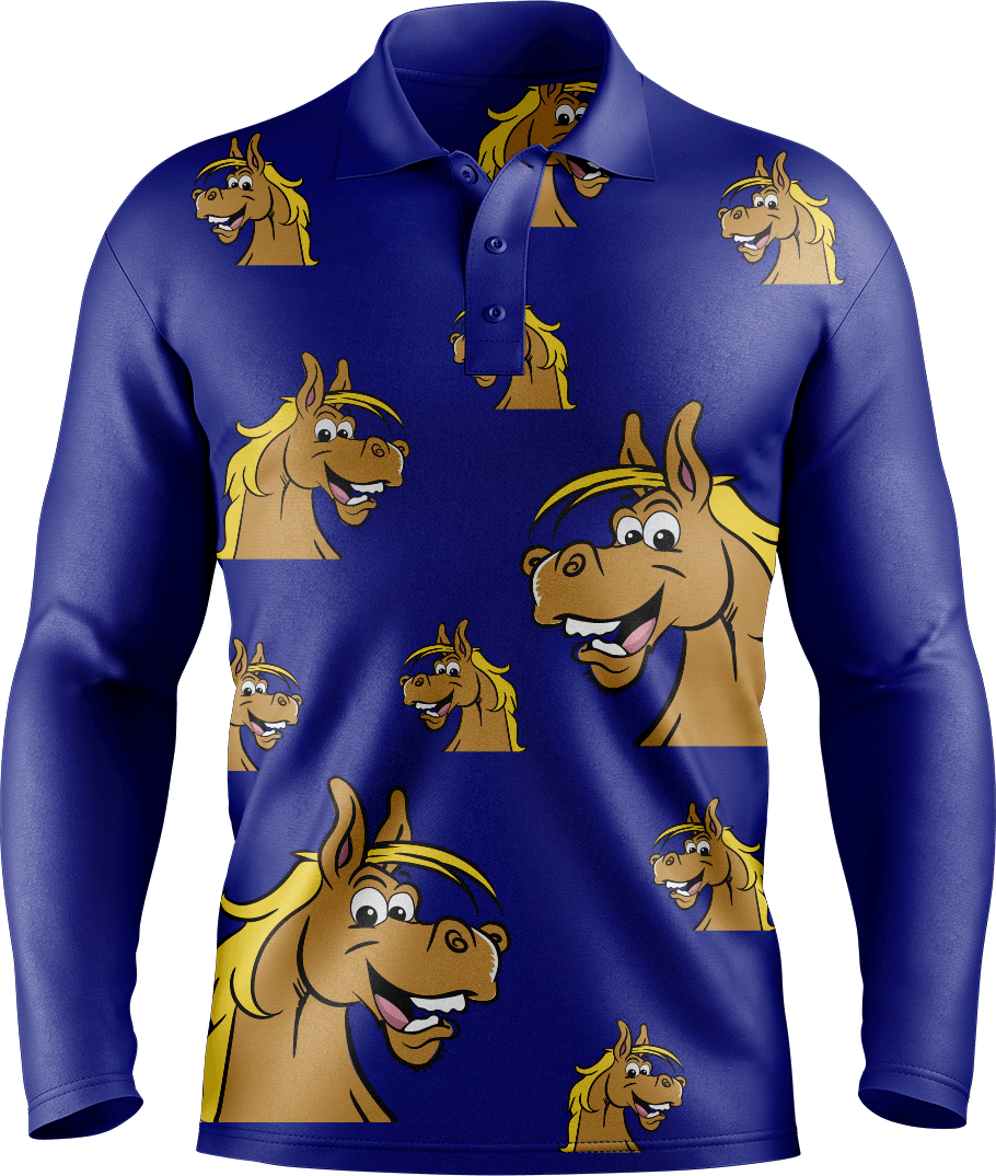 Hero Horse Men's Long Sleeve Polo - fungear.com.au