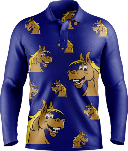Hero Horse Men's Long Sleeve Polo - fungear.com.au